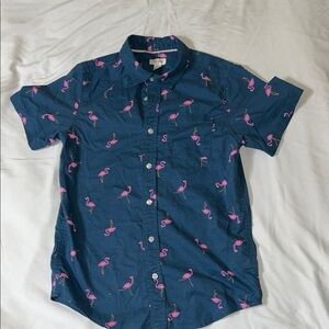 Cat & Jack Blue and Pink Flamingo Button Down Shirt